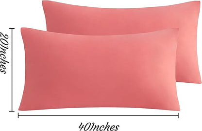 NTBAY King Pillow Cases Set of 2, 2 Pack Brushed Microfiber 20x40 Pillow Cases, Soft, Wrinkle, Fade, Stain Resistant Coral Pink Pillow Cases with Envelope Closure, 20x40 Inches, Coral Pink