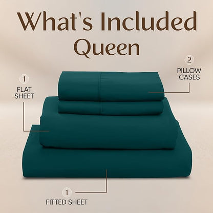 Utopia Bedding Queen Size Sheet Set – 4 Piece Bed Sheets, Soft and Breathable Microfiber, Includes 1 Fitted Sheet, 1 Flat Sheet and 2 Pillowcases – Oeko Tex (Teal Green)