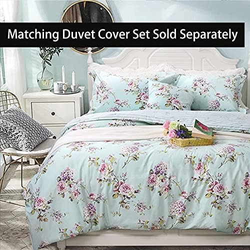 FADFAY Girls Floral Sheet Twin Premium 100% Cotton Blue Floral Rose and Hydrangea Print Bed Sheet Set Bed Sheets 4 Piece? 1Flat Sheet & 1 Fitted Sheet & 2 Pillowcase