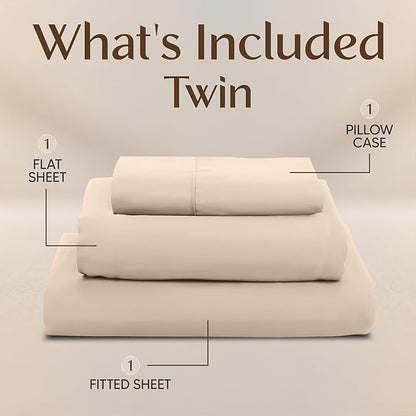 Utopia Bedding Twin Sheet Set – 3 Piece Bed Sheets for Twin Size Bed, Soft and Breathable Microfiber, Includes 1 Fitted Sheet, 1 Flat Sheet and 1 Pillowcase (Beige)
