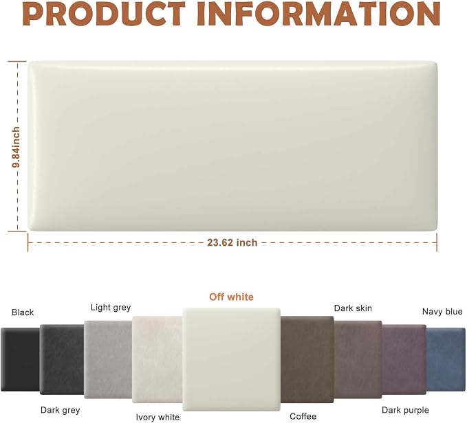 IFNOW Wall Mounted Headboard, Peel and Stick Panels, White, King | Upholstered 3D Soundproof Acoustic Panels Reusable and Removable Padded Leather Bed Headboard, 12 Panels 9.84" x 23.62"