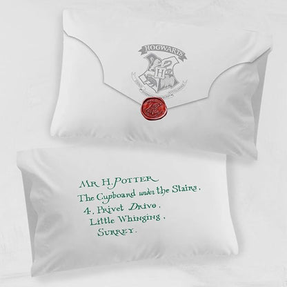 Jay Franco Harry Potter Lettered 1 Pack Pillowcase - Double-Sided Kids Super Soft Bedding - Features Hogwarts Invitation Sealed Envelope (Official Harry Potter Product)