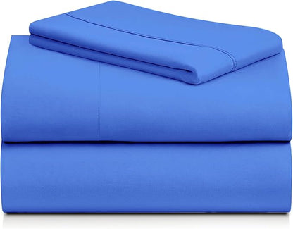 LuxClub 3 PC Twin XL Sheet Set, Deep Pockets Wrinkle Free Cooling Bed Sheets Hotel Bedding for Women, Men, Kids & Teens, Includes 1 Fitted Sheet, 1 Flat Sheet and 1 Pillowcase-Silky Soft Marine Blue