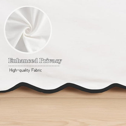 HIG Off-White Chic Twin XL Bed Skirt - Easy Fit Scallop Edge Pleated Bedskirts, 14 Inch Drop Anti-Slip Dust Ruffle, Thick Fabric for Enhanced Privacy, Pre-Washed for Long-Lasting Use(N60022)