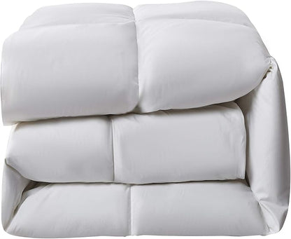 Serta Goose Feather Down Fiber Cotton Comforter King Size - 100% Cotton Duvet Insert - Hotel Luxury Hypoallergenic Bedding Comforter Extra Warmth 106 x 90 Inch White