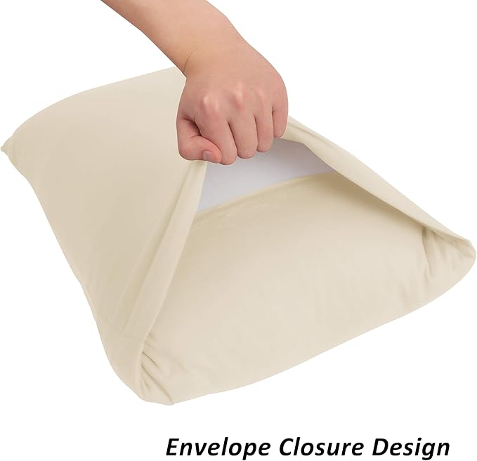 Stretch Pillowcases - Micro Jersey Knit & Ultra Soft, Standard Size - Set of 2 Pillow Cases, Beige