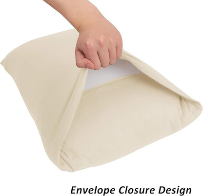 Stretch Pillowcases - Micro Jersey Knit & Ultra Soft, Standard Size - Set of 2 Pillow Cases, Beige