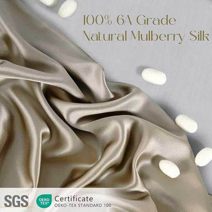 ZIMASILK 100% Pure Mulberry Silk Pillow Cases for Hair and Skin, Soft, Hypoallergenic & Smooth, Both Sides Grade 6A Silk, with Hidden Zipper, Gift for Women Men,1pc (King 20''x36'',Taupe)