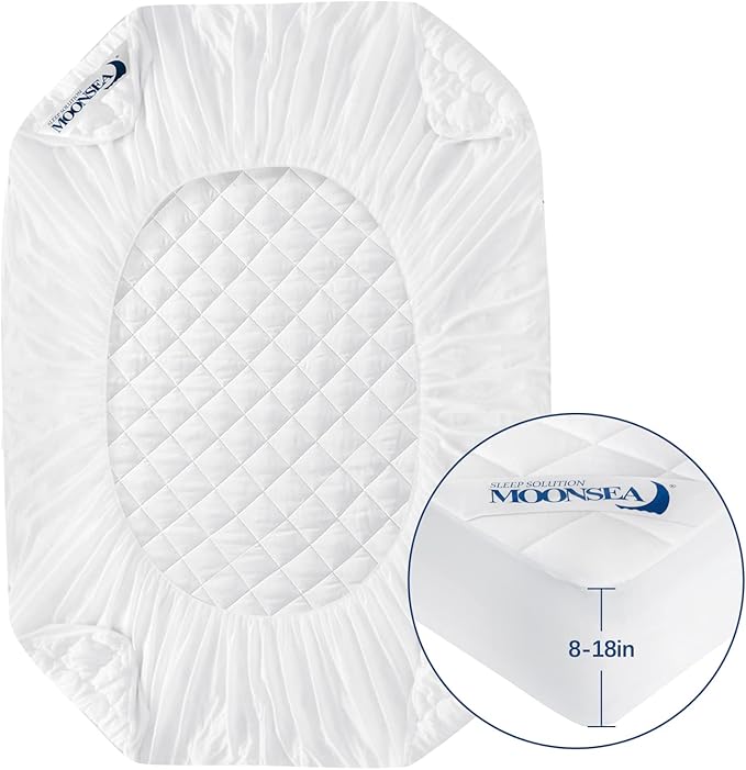 Queen Mattress Topper Pad Protector Waterproof, Absorbent Mattress Cover Queen Size Bed, Quilted Fitted Mattress Protector with Deep Pocket Stretches up to 18 Inch