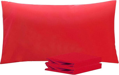 NTBAY King Pillowcase Set - 2 Pack Brushed Microfiber 20x36 Pillowcases - Soft, Wrinkle-Free, Fade-Resistant, Stain-Resistant, Red Pillowcases with Envelope Closure - 20x36 Inches, Red