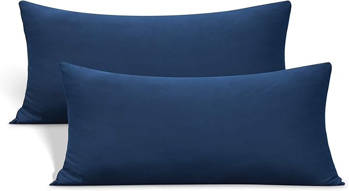 Stretch Toddler Pillowcases - Jersey Knit Travel Pillow Cases to Fit Pillows Sized 12x16, 13x18 or 14x20, Ultra Soft Envelope Closure, Small, Set of 2, Navy