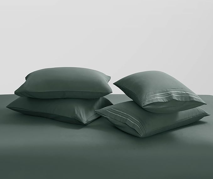Clara Clark Twin Sheets - Hotel Luxury 5 Piece Bed Sheets for Twin Size Bed - Soft Bedding Sheets & Pillowcases, Fits Mattress up to 16 inch deep. Twin, Forest Green