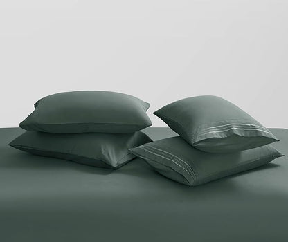 Clara Clark Twin Sheets - Hotel Luxury 5 Piece Bed Sheets for Twin Size Bed - Soft Bedding Sheets & Pillowcases, Fits Mattress up to 16 inch deep. Twin, Forest Green