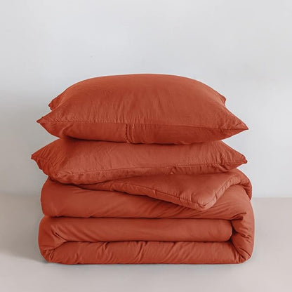 Flully Orange Twin Comforter Sets, All Season Super Soft Lightweight Washed Cotton Down Alternative Bed Comforters Set & Pillowsham Kids College Dorm Boys Girls, Modern Pumpkin Bright Orange Twin/XL