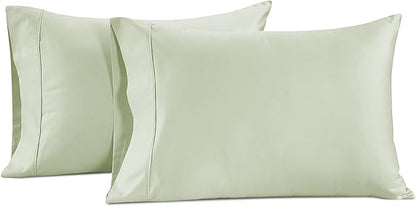 LANE LINEN Pillows Standard Size Set of 2 Soft 100% Egyptian Cotton Sateen 1000 Thread Count Cool & Smooth Pillowcases Queen - Mineral