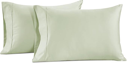 LANE LINEN Pillow Case Covers King Set of 2 100% Egyptian Cotton Sateen Soft Cool & Smooth 1000 Thread Count Cases - Mineral