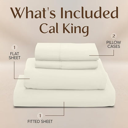 Utopia Bedding California King Size Sheet Set – 4 Piece Bed Sheets, Soft and Breathable Microfiber, Includes 1 Fitted Sheet, 1 Flat Sheet and 2 Pillowcases – Oeko-Tex (Ivory)