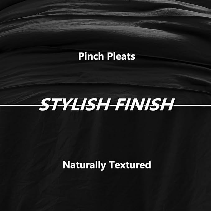 CozyLux Full Size Comforter Sets Black, 7 Pieces Soft Pinch Pleat Bed in a Bag Full Comforter Set with Sheets, Boho Bed Set with Down Alternative Comforter, Sheets, Pillowcases & Shams