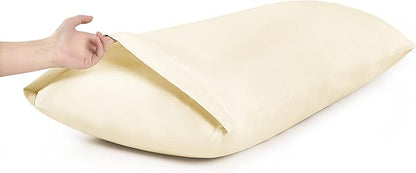 MILVOWOC 2Pcs Brushed Microfiber Body Pillowcases - 20 x 60 Inch, Ivory Cream Pillow Case Set Non Slip Envelope Pillow Cover with Moisture Absorption and Anti-Wrinkle