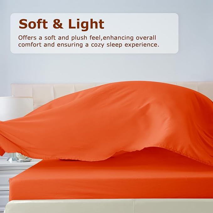 California King Size Bed Sheet Set - 4 Piece Soft Microfiber Sheets with Deep Pockets, Cooling Technology, and Wrinkle-Free Pillowcase. Hotel-Quality, Durable Bedding, Bright Orange