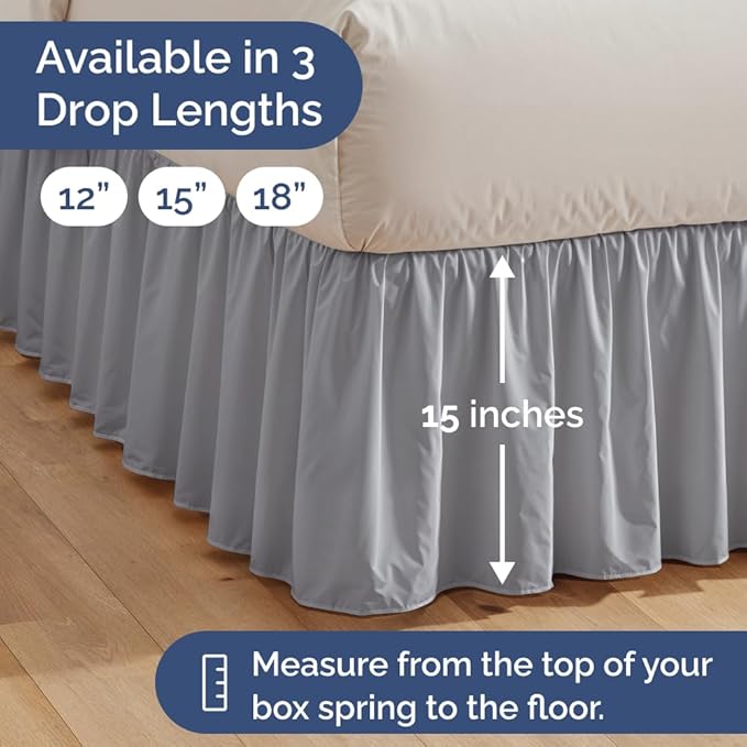 Bedskirt Full Size Ruffle - 15 inch Drop Dust Ruffle Bed Skirt with Platform - Soft, Easy Fit, Premium Hotel Quality - Wrinkle, Fade & Shrink Resistant - for Women, Men, Kids and Teens - Steel Blue
