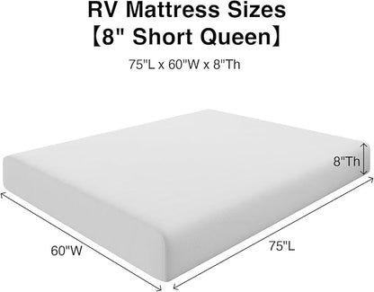 Novilla 8 Inch RV Short Queen Mattress, Gel Memory Foam Short Queen Size Mattress for RVs, Campers & Trailers, Cooling & Breathable Design, CertiPUR-US Certified, 75"x60"