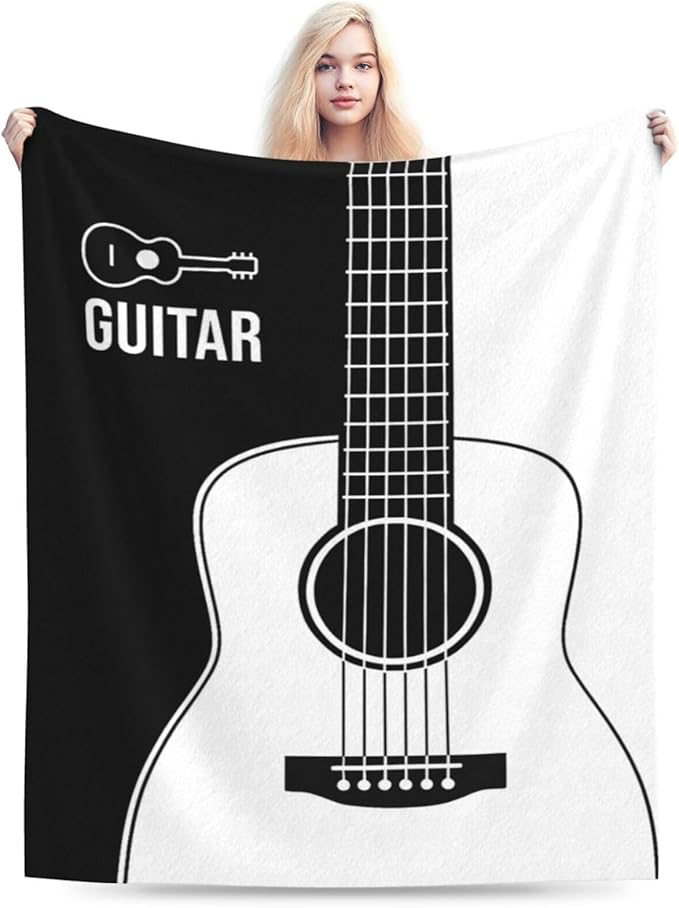 Guitar Blanket Super Soft Warm Fluffy Fleece Flannel Music Instrument Throw Blanket Cozy Fuzzy Plush Stuff Bedding Blankets Gifts for Women Kids Boys Girls Adults 80"X60"