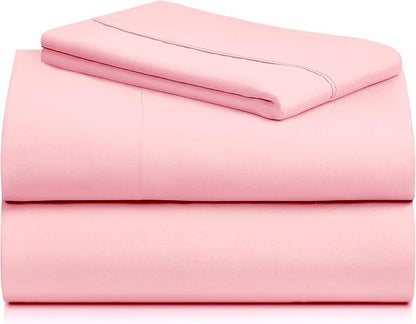 LuxClub 3 PC Twin XL Sheet Set, Deep Pockets Wrinkle Free Cooling Bed Sheets Hotel Bedding for Women, Men, Kids & Teens, Includes 1 Fitted Sheet, 1 Flat Sheet and 1 Pillowcase-Silky Soft Baby Pink