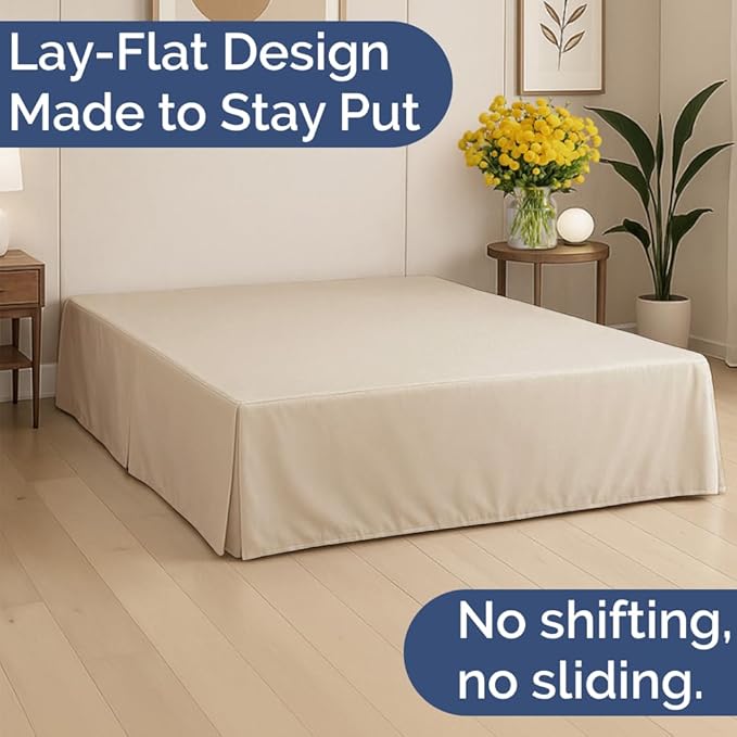 Pleated Bed Skirt Full Size - 3 Sided Pleated Bed Skirt Full - Ultra-Soft, Easy Fit with 18 Inch Tailored Drop - Hotel Quality, Wrinkle Free & Fade Resistant - for Women, Men, Kids & Teens - Cream
