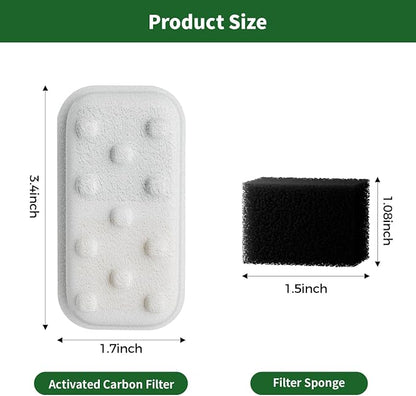 Cat Water Fountain 16 Pack Replacement Filters/Sponges (8+8) -Compatible with Apauk-APFSS-3201 Stainless Steel Cat Water Fountain