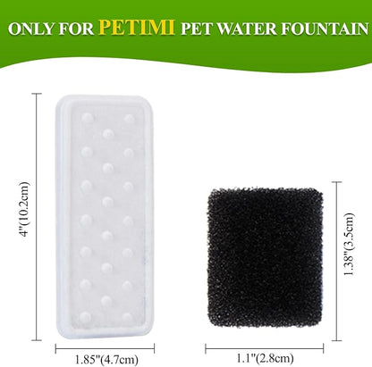 PETIMI Accessories Set (Replacement Filter & Water Pump Sponge) for Pet Water Fountain- 6 pcs Packed Filters and 6 pcs Packed Sponges, Fits PETIMI 2 Gallons and 3 Gallons Pet Fountain Series