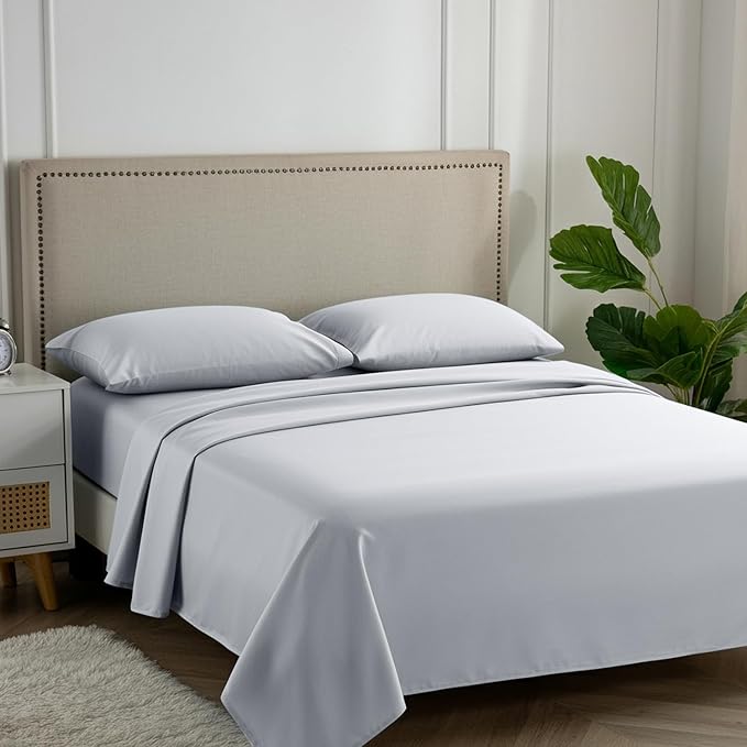 Carressa Linen 100% Egyptian Cotton Full Size Sheets - 600 Thread Count Full Size Egyptian Cotton Sheets (4 PC, Silver Gray), Soft, Cooling, 16" Deep Pocket Sateen Weave Luxury Hotel Bed Sheet Set
