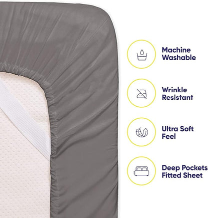 Full Size Bed Sheets - 6 Piece 1500 Supreme Collection Fine Brushed Microfiber Deep Pocket Full Sheet Set Bedding - 2 Extra Pillow Cases, Great Value, Full, Gray