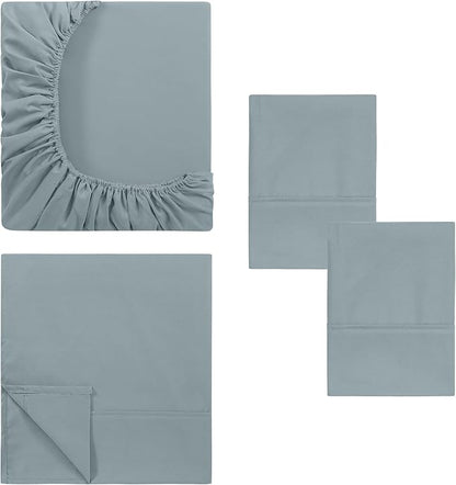 Modern Threads Soft Microfiber Solid Sheets - Luxurious Microfiber Bed Sheets - Includes Flat Sheet, Fitted Sheet with Deep Pockets, & Pillowcases Ocean Queen