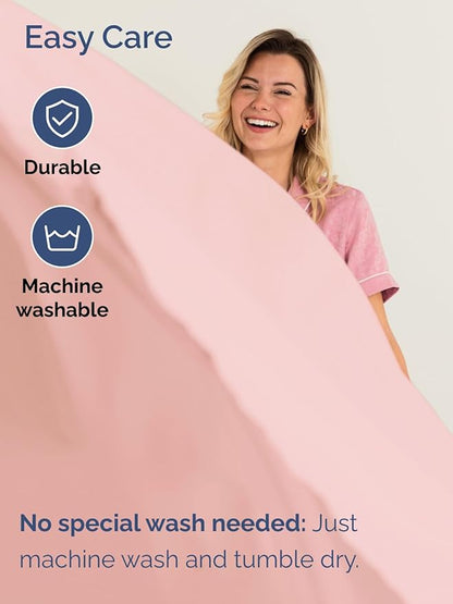 Extra Deep Split King Sheet Set - 7 Piece Breathable and Cooling Sheets - Hotel Luxury Bedding for Women, Men, Kids & Teens - Easy Secure Fit - Soft and Wrinkle Free - Extra Deep Pockets - Baby Pink