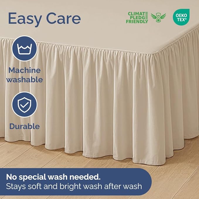 Bedskirt Queen Size Ruffle - 15 inch Drop Dust Ruffle Bed Skirt with Platform - Ultra-Soft, Easy Fit, Premium Hotel Quality - Wrinkle, Fade & Shrink Resistant - for Women, Men, Kids and Teens - Wheat