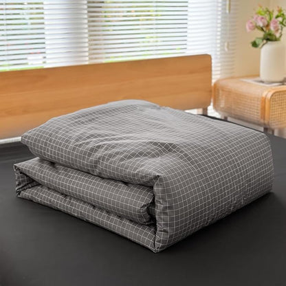NSNLGSGC Twin Comforter Set, Dark Gray Plaid Bedding Sets, Charcoal Grid Bed Comforter 2 Pieces (1 Comforter, 1 Pillowcase)