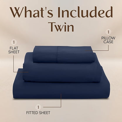 Utopia Bedding Twin Sheet Set – 3 Piece Bed Sheets for Twin Size Bed, Soft and Breathable Microfiber, Includes 1 Fitted Sheet, 1 Flat Sheet and 1 Pillowcase (Navy Blue)