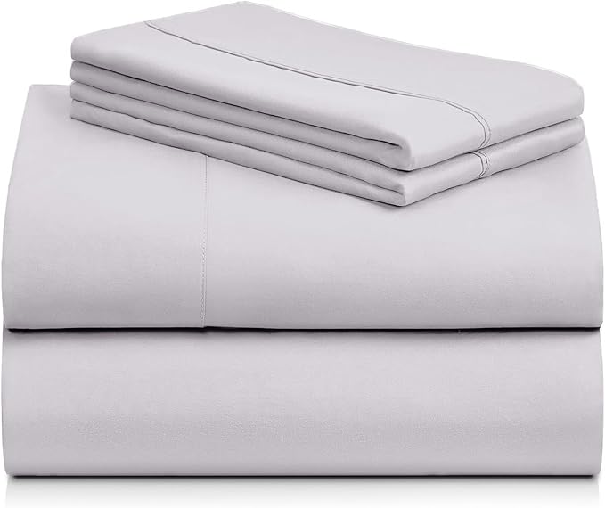 LuxClub 4 PC Sheet Set Bed Sheets Deep Pockets 18" Eco Friendly Wrinkle Free Cooling Machine Washable Hotel Bedding Silky Soft - Dove Gray King