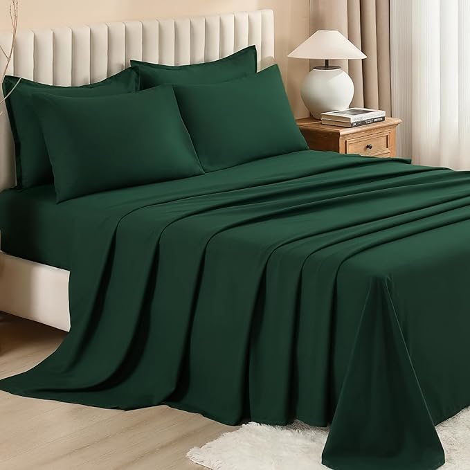 Litanika Oversized King Comforter Sets Emerald Green - 7 Pieces Bed in a Bag Oversized King Bedding Comforter Sets, Solid Lightweight Bed Set with Comforter, Sheets, Pillowcases & Shams