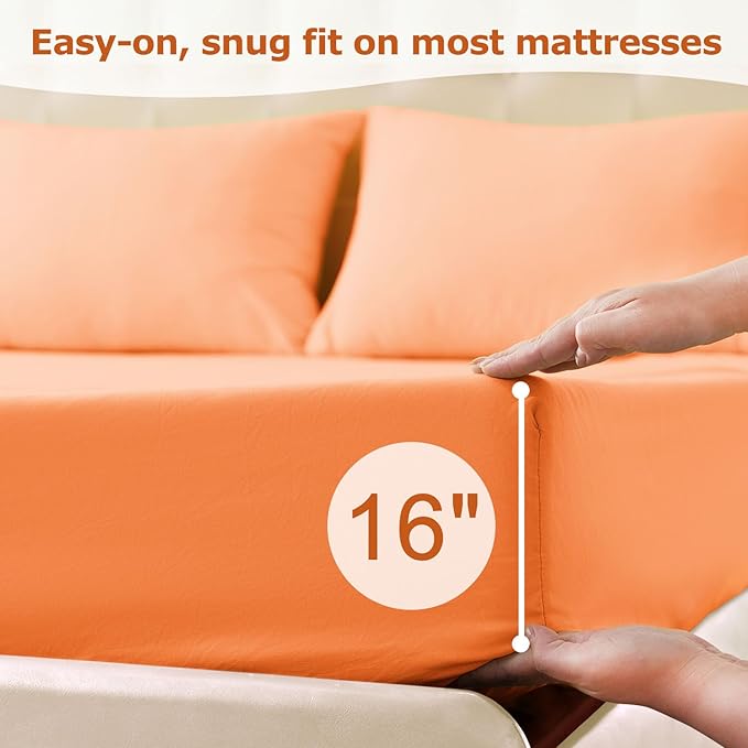 Full Size Bed Sheet Set - 4 Piece Soft Microfiber Sheets with Deep Pockets, Cooling Technology, and Wrinkle-Free Pillowcase. Hotel-Quality, Durable Bedding, Peach Fuzz