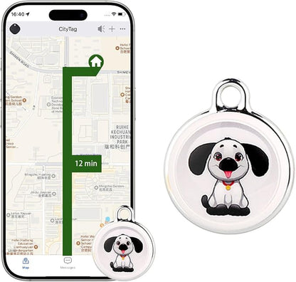 GPS Pet Tracker for Dogs & Cats, No SIM Card or Monthly Fees, iOS & Android | 1-Minute Location Updates, 1-Year Replaceable Battery, IPX7 Waterproof Design with Built-In Attachment Loop