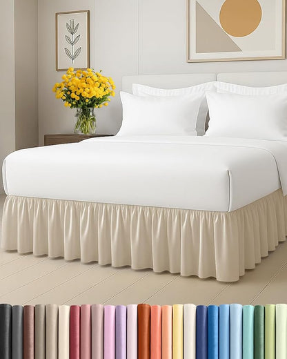 Bedskirt King Size Ruffle - 15 inch Drop Dust Ruffle Bed Skirt with Platform - Ultra-Soft, Easy Fit, Premium Hotel Quality - Wrinkle, Fade & Shrink Resistant - for Women, Men, Kids and Teens - Wheat