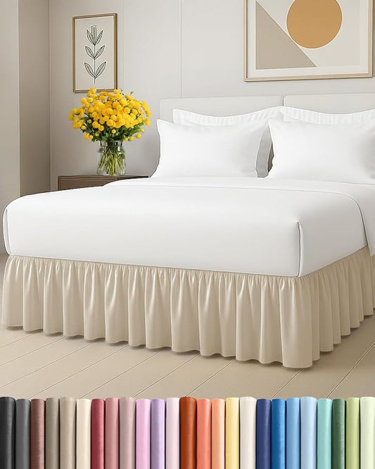 Bedskirt Queen Size Ruffle - 15 inch Drop Dust Ruffle Bed Skirt with Platform - Ultra-Soft, Easy Fit, Premium Hotel Quality - Wrinkle, Fade & Shrink Resistant - for Women, Men, Kids and Teens - Wheat