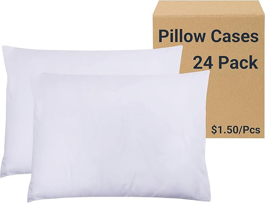ZPECC White Pillow Cases Bulk 24 Pack - Queen Pillowcases with Envelope Closure, Soft Brushed Microfiber Pillow Cover for Hotel Airb&bs Hospital Bedding Essential
