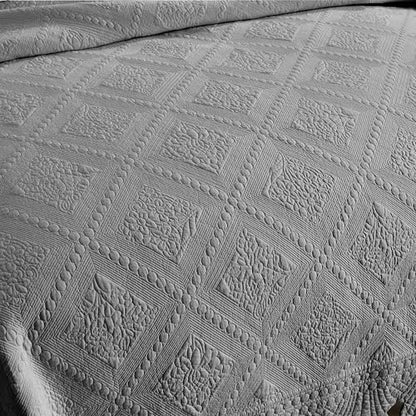 MarCielo 3-Piece 100% Cotton Oversized Bedspread Lightweight Quilt Coverlet Embroidery Farmhouse Bedding Set (Tk Light Grey, Oversized King (118"x106"))