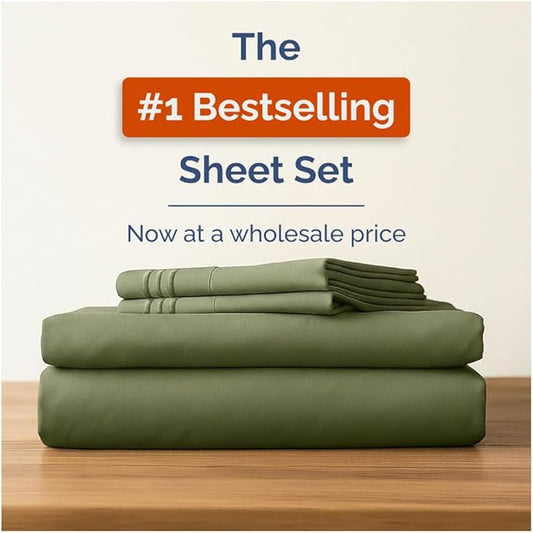 Bulk Case Pack of 12 Sheet Sets - (12) Complete Cal King Size Sheet Sets w/ Deep Pockets - Wholesale Bulk Bedding for Hotels, Spas & Airbnbs - Breathable, Soft & Wrinkle Free - (Cal King, Sage Green)
