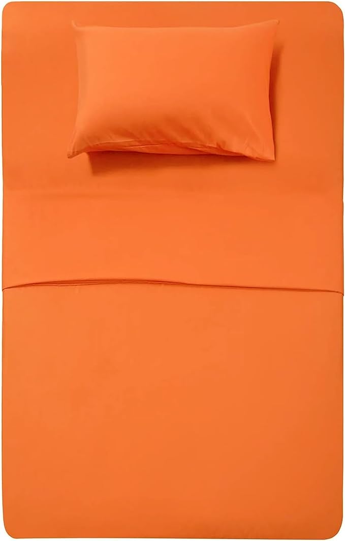 Best Season Bed Sheets Set Extra Soft - 1 Flat Sheet,1 Fitted Sheet and 1 Pillow Cases,Luxury Bedding Set,Deep Pockets,Wrinkle,Fade Resistant - Hypoallergenic- 3 Piece (Twin,Orange)
