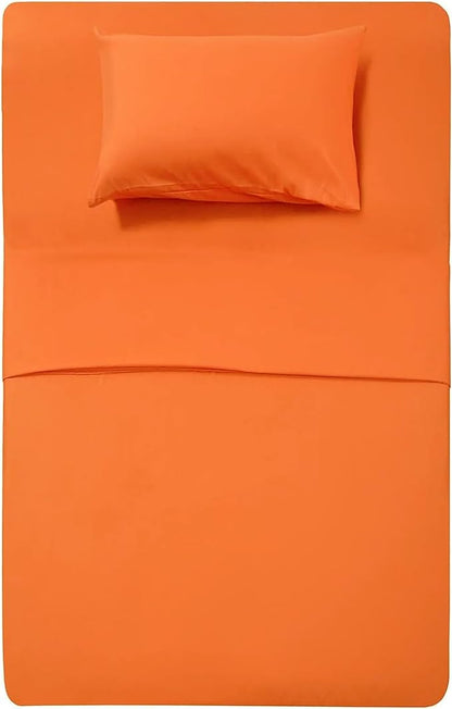 Best Season Bed Sheets Set Extra Soft - 1 Flat Sheet,1 Fitted Sheet and 1 Pillow Cases,Luxury Bedding Set,Deep Pockets,Wrinkle,Fade Resistant - Hypoallergenic- 3 Piece (Twin,Orange)