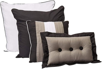 Chezmoi Collection Loft 8-Piece Luxury Striped Comforter Set (California King, Black/Gray/White)
